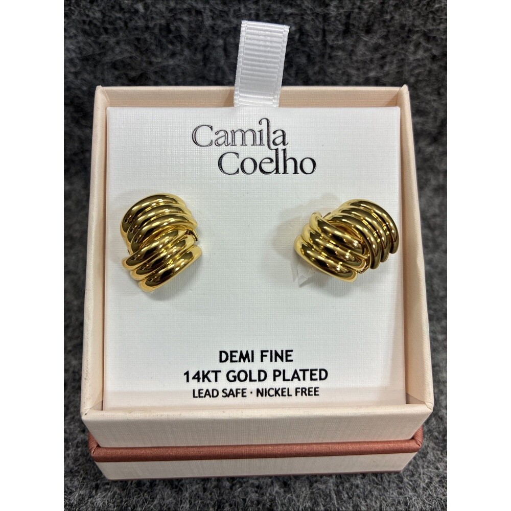 Camila Coelho DEMI FINE Lead Safe Nickel Free 14Kt Gold Plated Earrings